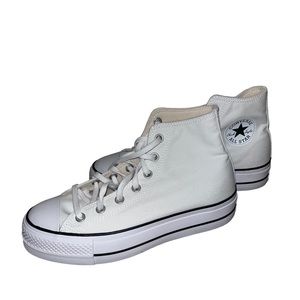 High top platform white converse- never worn